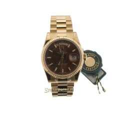 Rolex DayDate President Cognac ref. 118238 oro giallo 18kt nuovo